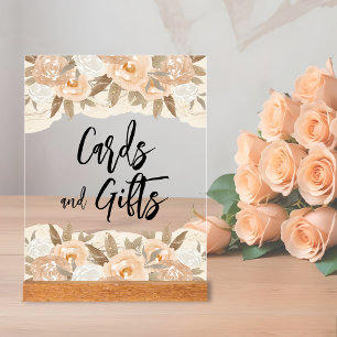 Señal Acrílica Tarjetas y Regalos Flores de Melocotón Despedida d