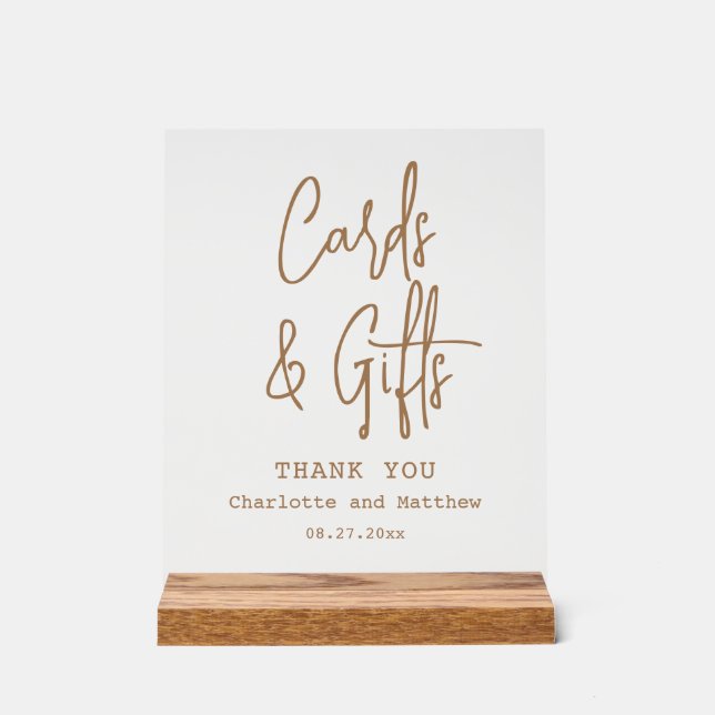 Señal Acrílica Tarjetas Y Regalos Moda Boda Moderno (Anverso)