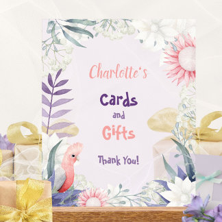 Señal Acrílica Tarjetas y regalos para baby shower de pájaro flor