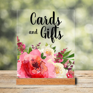 Señal Acrílica Tarjetas y regalos para fiesta de boda con flores
