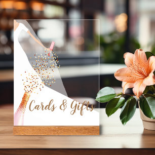 Señal Acrílica Tarjetas y regalos para la ducha de novia Vestido 
