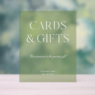 Señal Acrílica Tarjetas y regalos Sage Green Boda