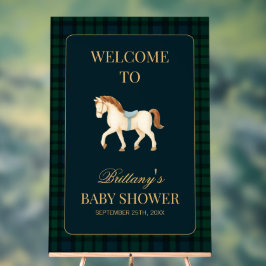 Señal Acrílica Tartan Plaid Horse Baby Shower Welcome