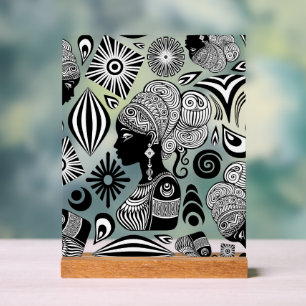 Señal Acrílica Tatuaje tribal de retrato Chica africano