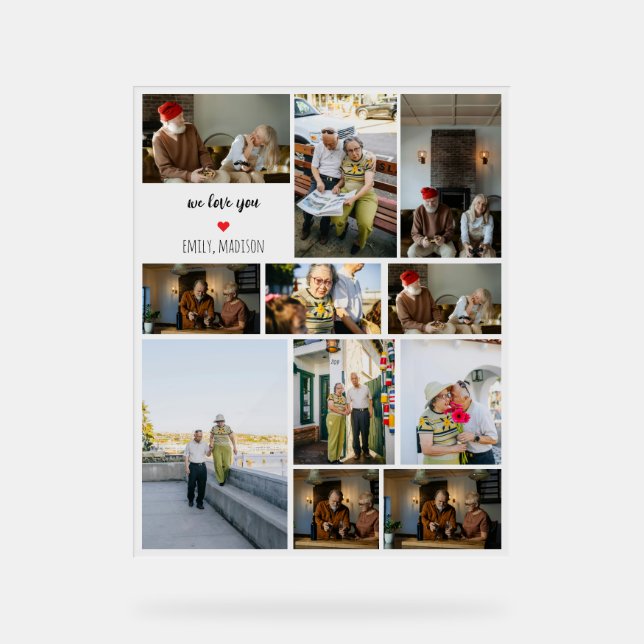 Señal Acrílica Te queremos Collage de fotos familiar Personalizad (Anverso)