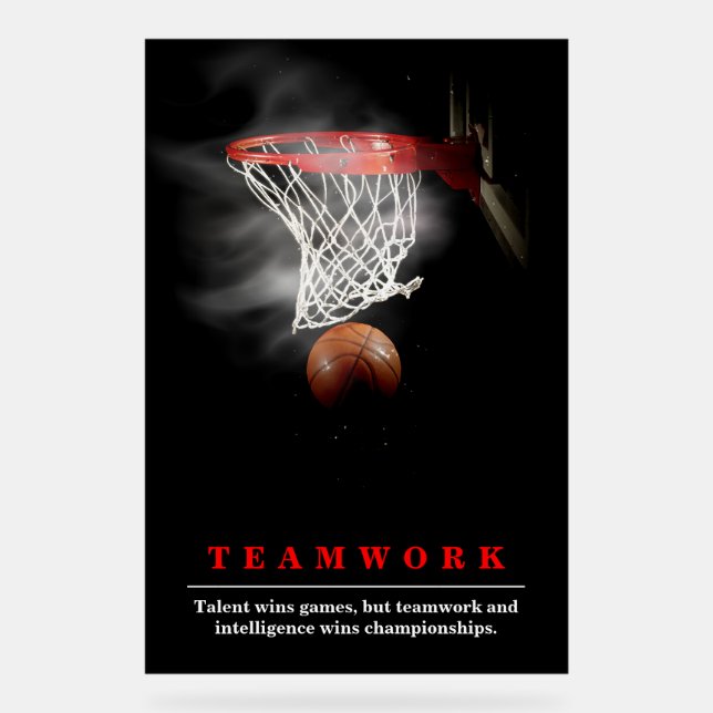 Señal Acrílica Teamwork Basketball Motivational Inspirational (Anverso)