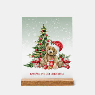Señal Acrílica Teddy Bear Árbol colorido Bebé 1 Navidades