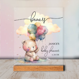 Señal Acrílica Teddy Bear Baby Shower Favors