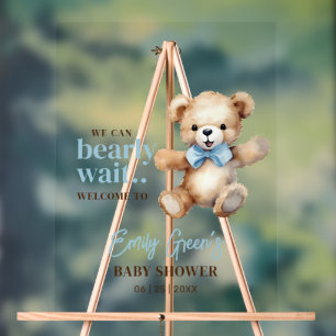Señal Acrílica Teddy Bear Baby Shower, Podemos Esperar A Un Niño