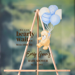Señal Acrílica Teddy Bear Baby Shower We Can Bearly Wait Mínimo