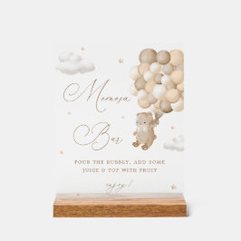 Señal Acrílica Teddy Bear Brown Baby Shower Mimosa Bar