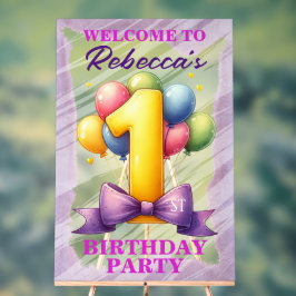 Señal Acrílica Tema de globos para cumpleaños número uno