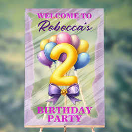 Señal Acrílica Tema de globos para segundo cumpleaños