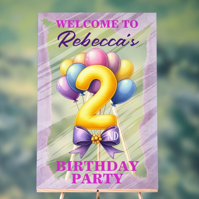 Señal Acrílica Tema de globos para segundo cumpleaños (Neutral )