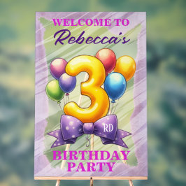 Señal Acrílica Tema de globos para tercer cumpleaños