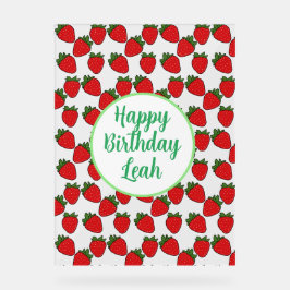 Señal Acrílica Tema de la fiesta de cumpleaños de fresa