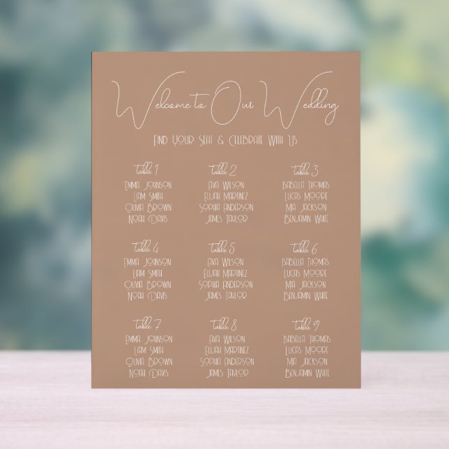 Señal Acrílica Terracotta Boho Minimalist Wedding Seating Chart (Neutral )