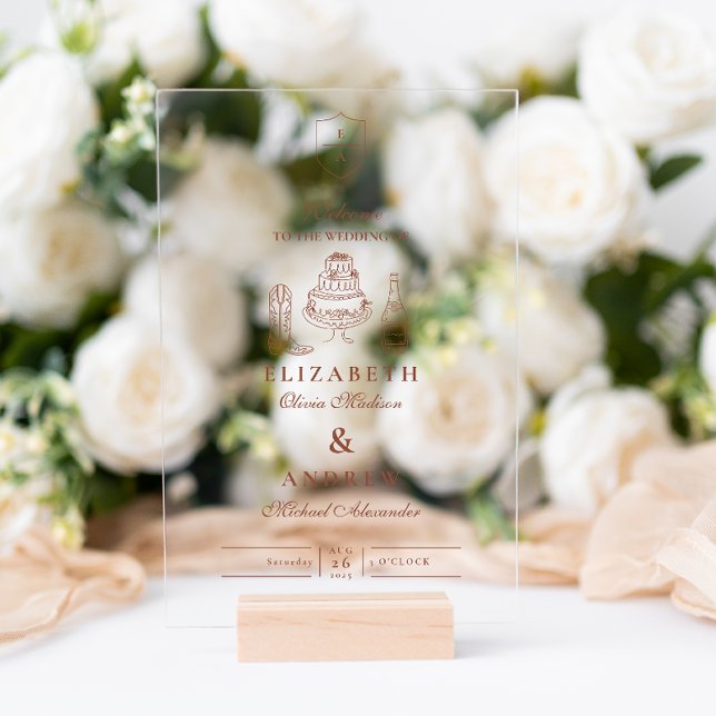 Señal Acrílica Terracotta Hand Drawn Funky Western Doodle Boda (Subido por el creador)