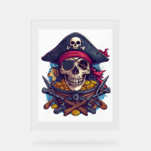 Señal Acrílica Tesoro pirata de cráneo