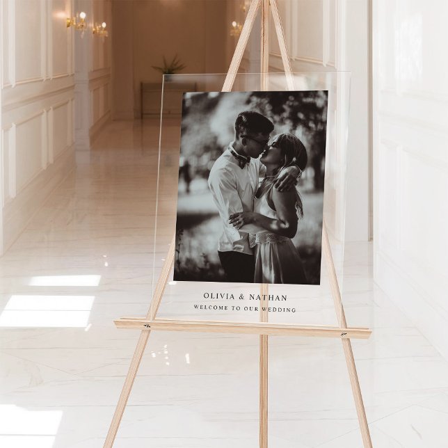 Señal Acrílica Texto simple y elegante y foto | Bienvenida Boda (Subido por el creador)