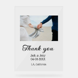 Señal Acrílica Thank you modern simple wedding couple name messag