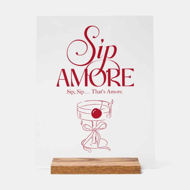 Señal Acrílica That’s Amore Red hand drawn Bridal Shower (Anverso)