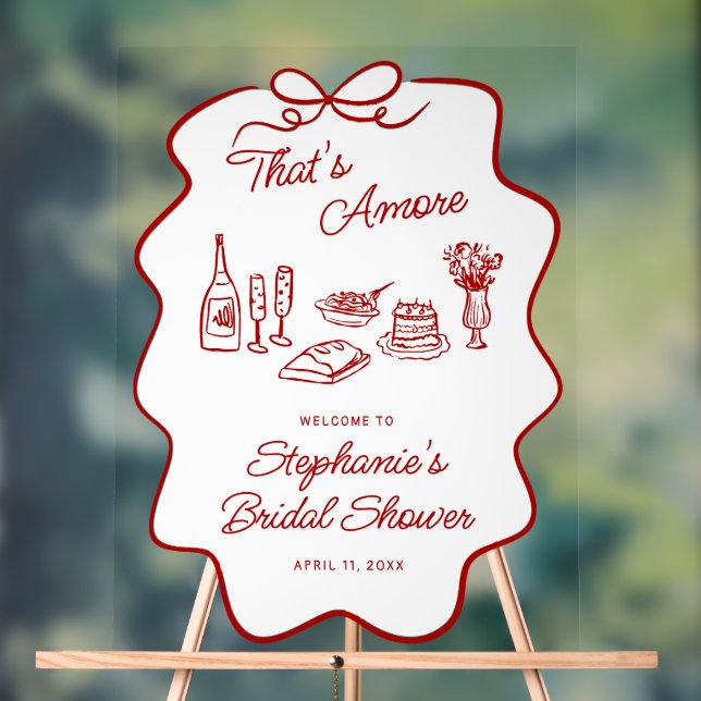 Señal Acrílica That's Amore Red Doodle Frame Large Welcome (Neutral )