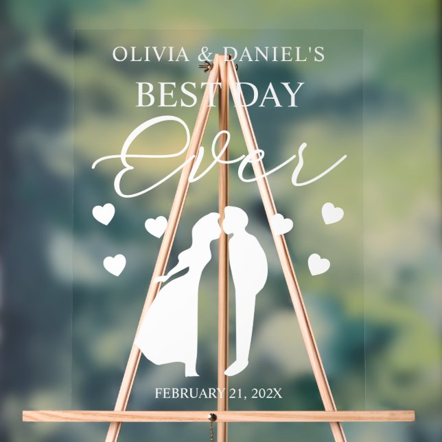 Señal Acrílica The Best Day Ever Personalized Wedding (Neutral )