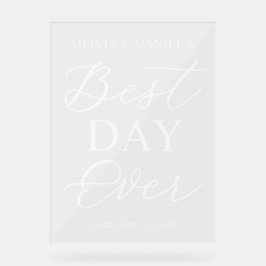 Señal Acrílica The Best Day Ever Personalized Wedding Welcome