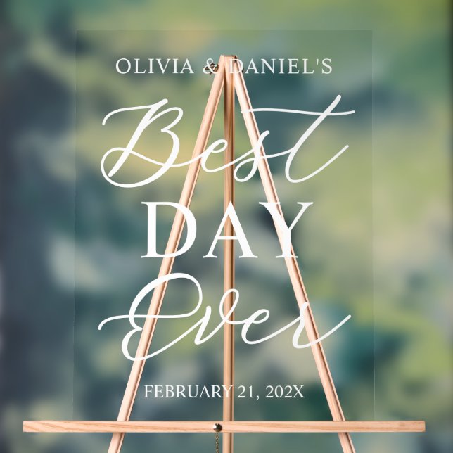 Señal Acrílica The Best Day Ever Personalized Wedding Welcome (Neutral )