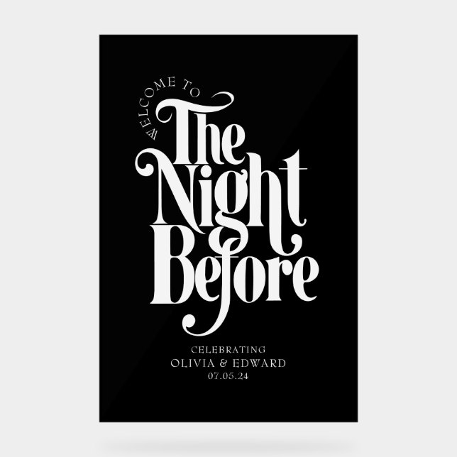 Señal Acrílica The Night Before Rehearsal Dinner Welcome Sign (Anverso)