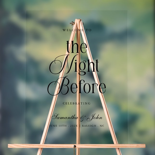 Señal Acrílica The Night Before Rehearsal Dinner Welcome Sign (Neutral )