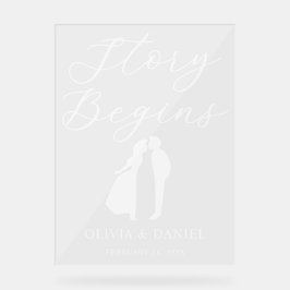 Señal Acrílica The Story Begins Personalized Wedding Welcome