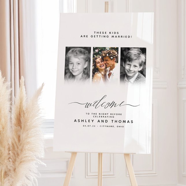 Señal Acrílica These Kids Are Getting Married Welcome (3 Photos Welcome Sign "These Kids Are Getting Married")