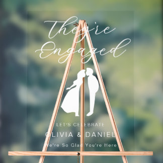 Señal Acrílica They're Engaged Minimal Script