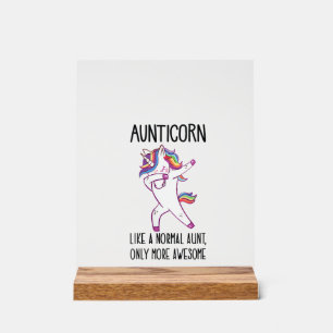 Señal Acrílica Tía Unicornio Femenina Aunticorn Como una Tía Norm