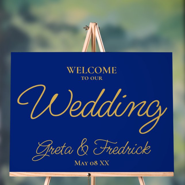 Señal Acrílica Timeless Royal Blue Gold Welcome to our Wedding (Neutral )