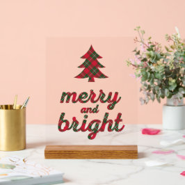 Señal Acrílica Tipografía de Navidades merry y brillantes Rótulo