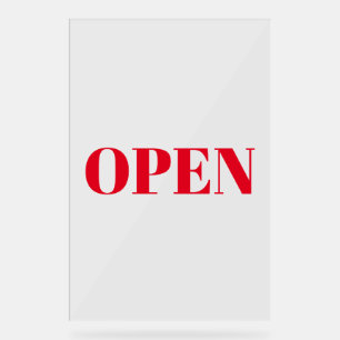 Señal Acrílica Tipografía de Rótulo abierto Minimalista rojo simp