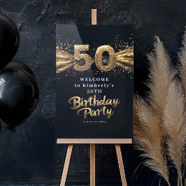 Señal Acrílica Tipografía Negra Y Oro 50 años