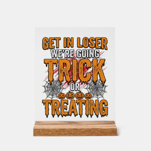 Señal Acrílica Tipografía Vintage de Halloween Truco o Trato Des