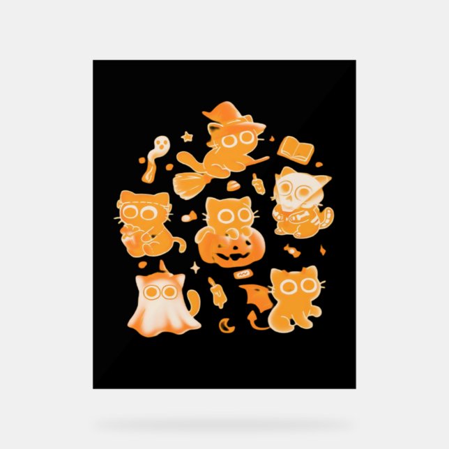 Señal Acrílica Tiras clásicas de gatitos espeluznantes (Anverso)