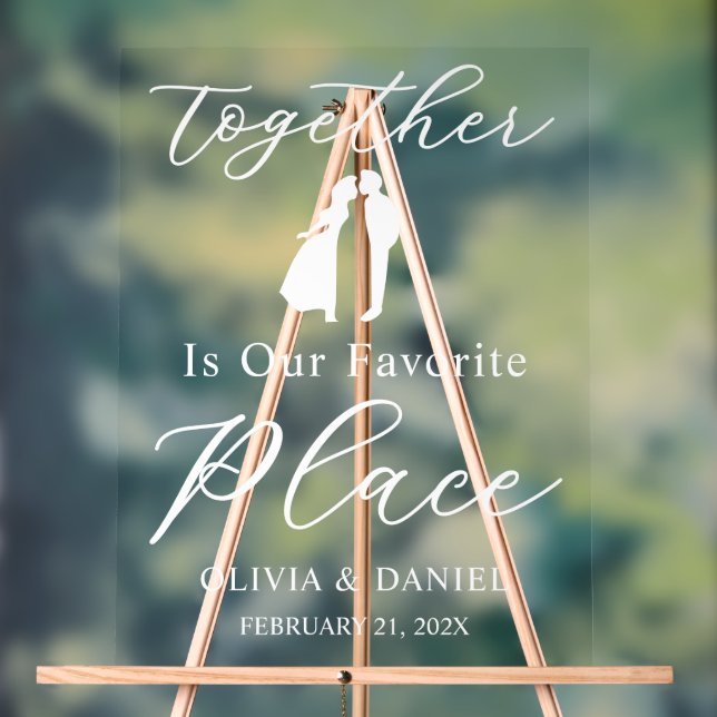 Señal Acrílica Together Is Our Favorite Place Wedding Welcome (Neutral )
