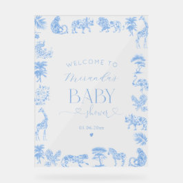 Señal Acrílica Toile De Jouy Safari Baby Shower Rótulo acrílico