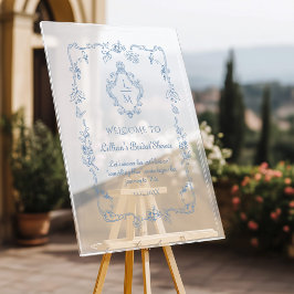 Señal Acrílica Toile Vintage Escudo Ducha de novia Bienvenida