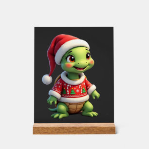 Señal Acrílica Tortuga Jersey Feo Sombrero de Santa Navidad Camis