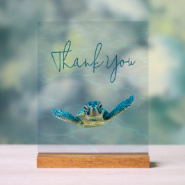 Señal Acrílica Tortuga marina Gracias Mesa Boda Rótulo acrílico