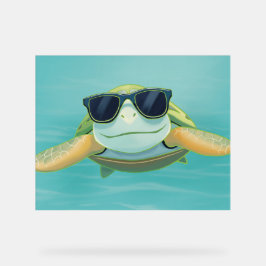Señal Acrílica Tortuga Marina Relajada con Gafas de Sol – Vibra S