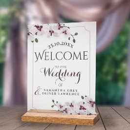 Señal Acrílica Transparent Orchid Minimalist Wedding Welcome Sign