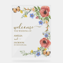 Señal Acrílica Trato boda de flores silvestres colorido